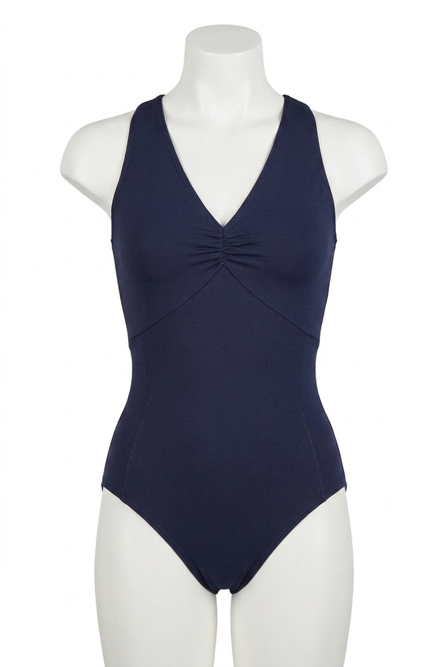 NEW BLOCH ladies koa cross back leotard in navy blue